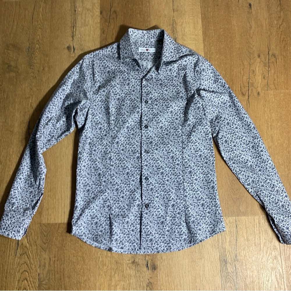 Italian Elegant Monochrome Patterned Button Down Long Sleeve Men’s Shirt